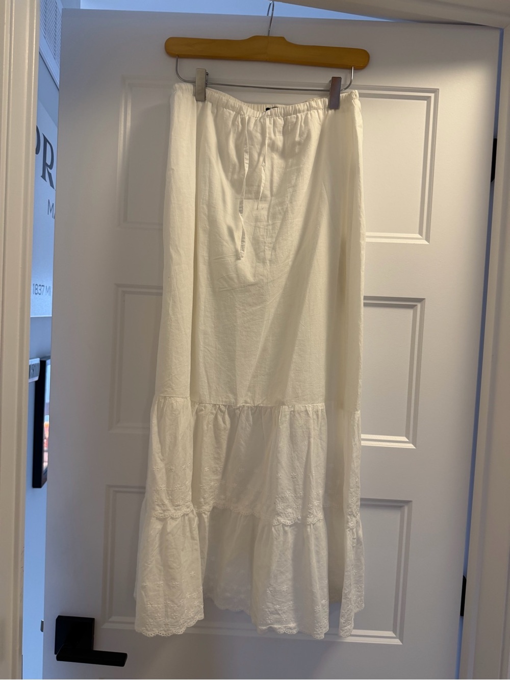 Brandy Melville white Tiered Maxi Skirt - Drawstring Waist